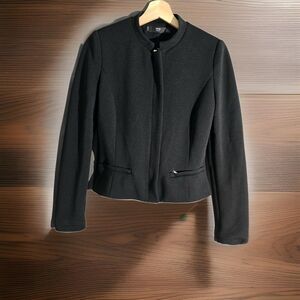 MNG Mango Minimalist Clean Girl Zip Pocket Cropped Textured Blazer Jacket S